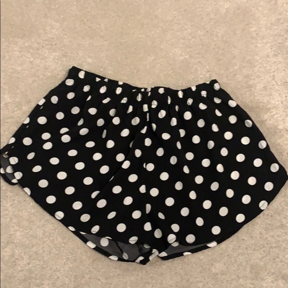 Black and white polka dot shorts